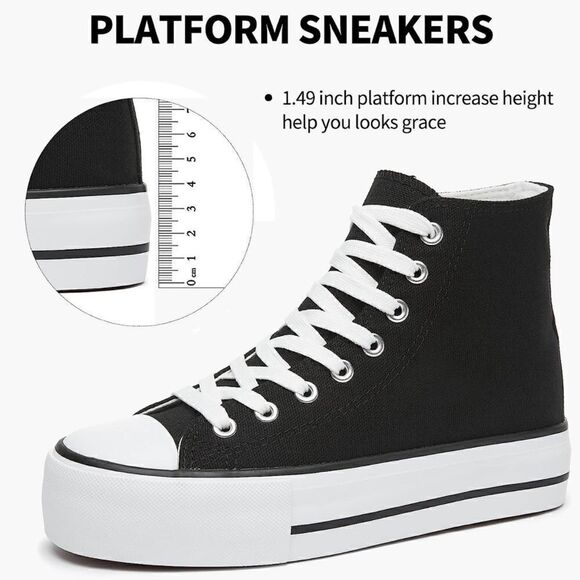 Platform Canvas High Top Sneakers - Picture 3 of 5